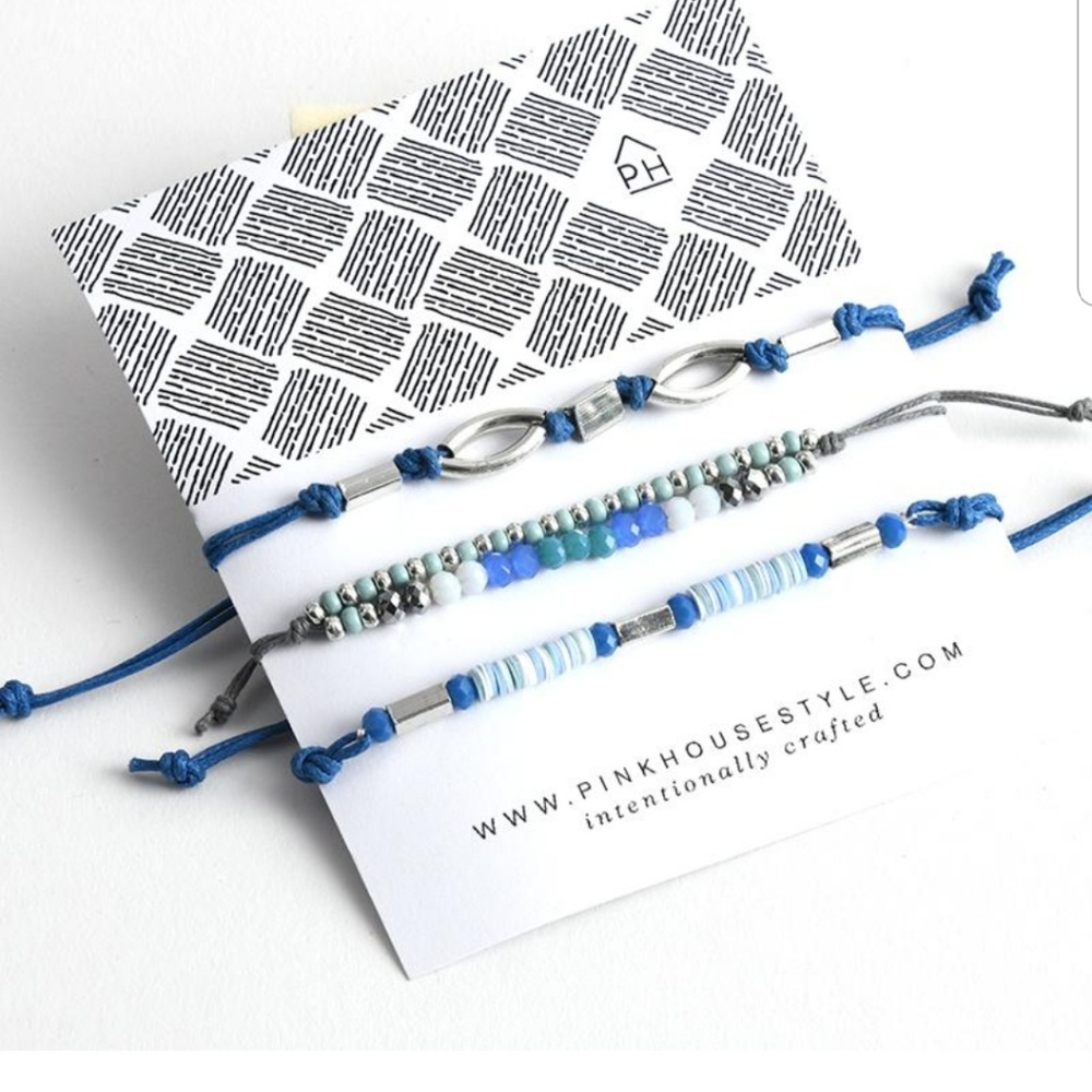 Pink House Style Jessica Set of 3 Pull Bracelets